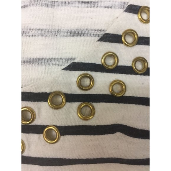 Vintage JM Collection Womens Top Size M White Blue Striped 3/4 Sleeves Pullover - Picture 4 of 8